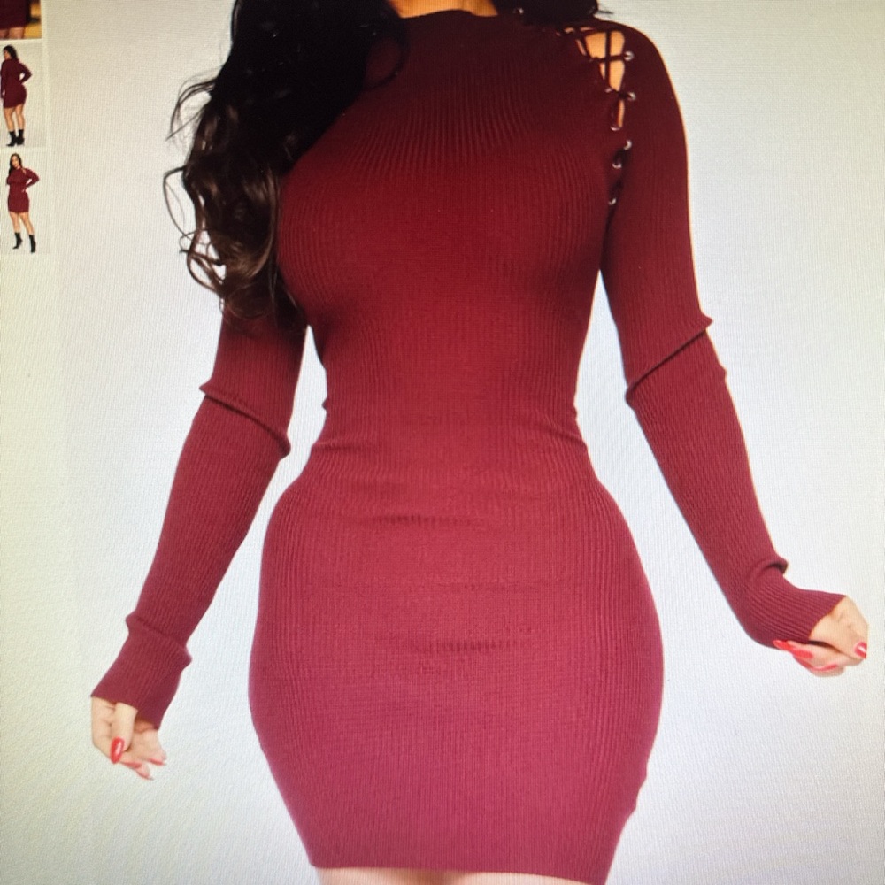 Elegant Burgundy Knit Dress